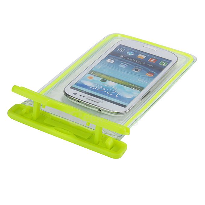 5.5In Ultra Slim Waterproof Case Soft Fluorescent Pouch With Lanyard Protective Cover For Smartphones - Yellow