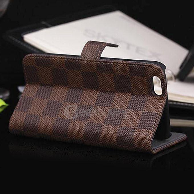 New Style Luxury Grid Pattern Pattern Wallet Leather Case Cover For Apple iPhone 6s Plus 5.5inch Phone - Brown