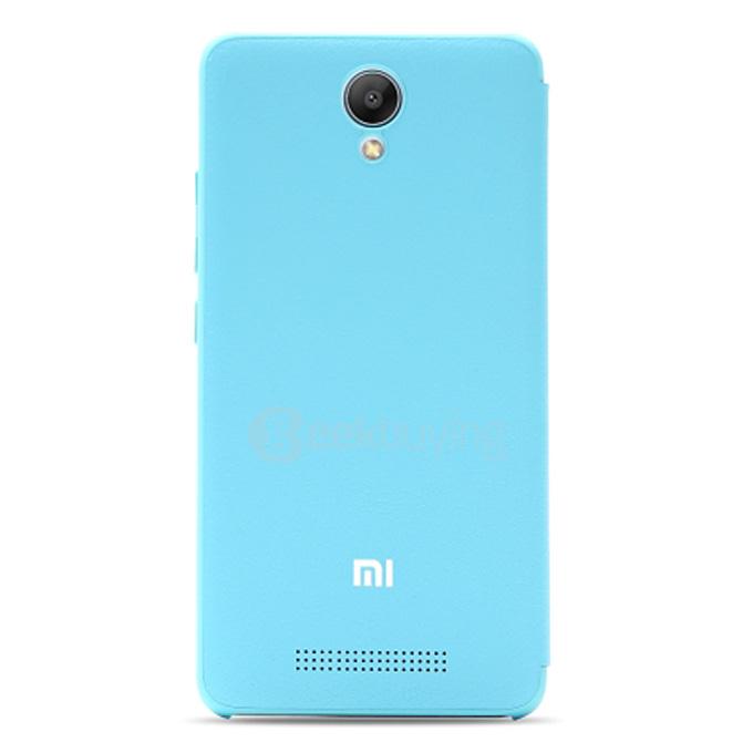 Original Xiaomi Protective PU Leather Hard Flip Cover Shell for Xiaomi Redmi Note 2 - Blue