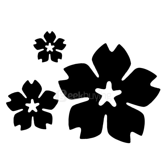 Butterfly Flower Wall Clock 3D Acrylic Mirror Sticker Modern Design Wall Decor - Black