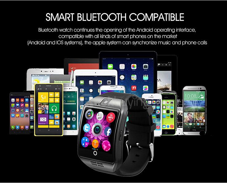 Q18 MTK6260A 1.3MP Camera TF Card and SIM Card Slot NFC Bluetooth 3.0 Smartwatch Smart Phone for Android and IOS - Black