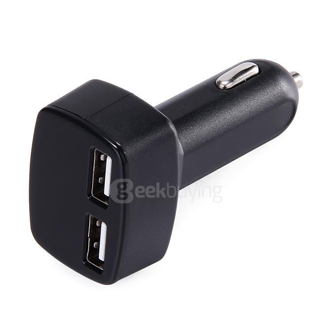 4 In 1 Car Charger Cigarette Lighter Dual USB Ports Voltage Current Meter Tester Adapter High Power - Black