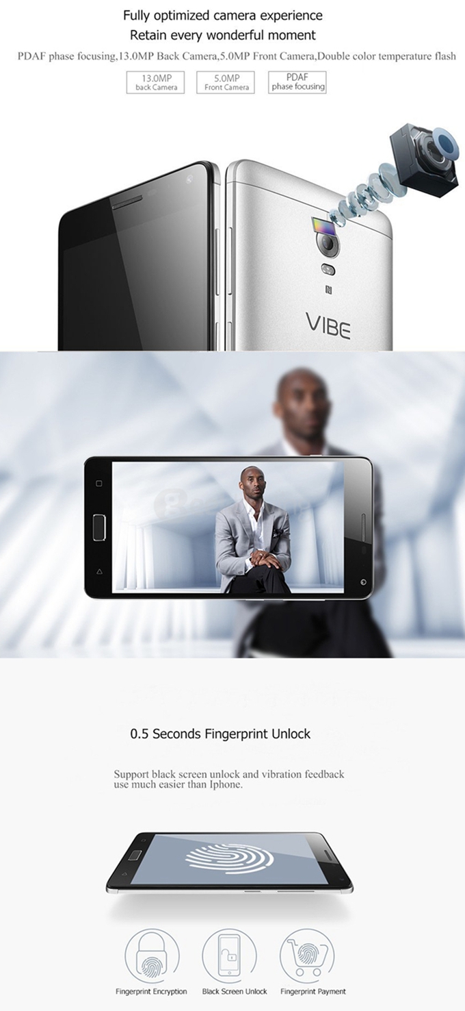 Lenovo Vibe P1 Pro 5.5inch FHD Android 5.1 3GB 16GB 5000mAh Smartphone 64bit Qualcomm Snapdragon 615 Octa Core 13.0MP - Silver
