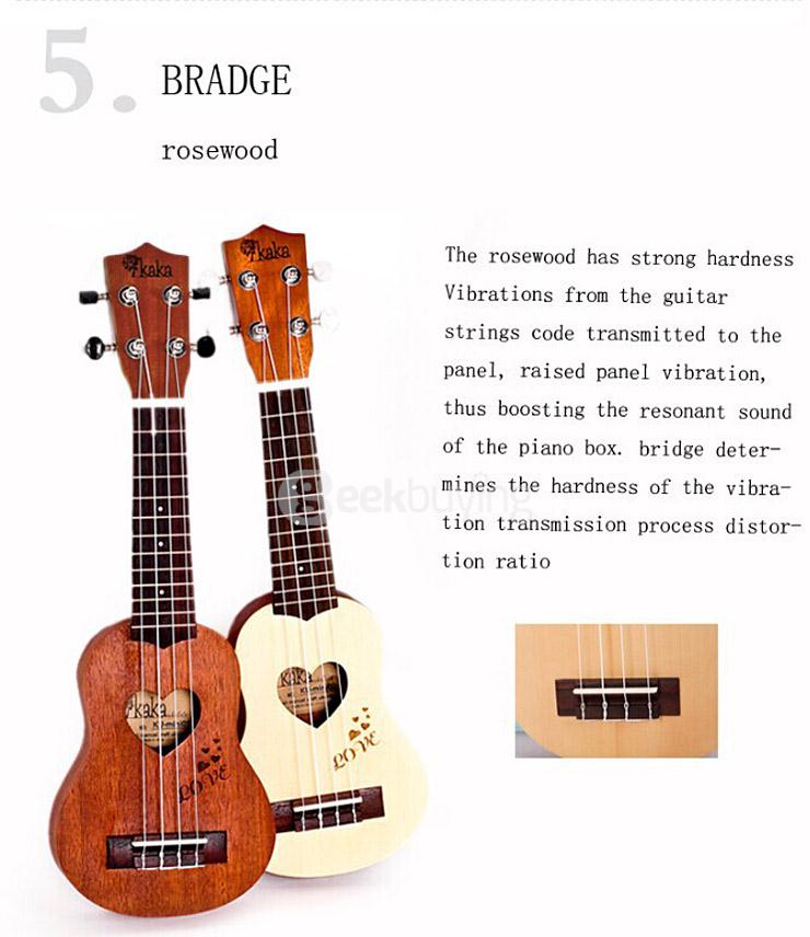 Kaka KUS-LOVE02 21 Inch Mini Mahogany Ukulele Handcraft Wood Children Mini Guitar 4 Aquila Strings