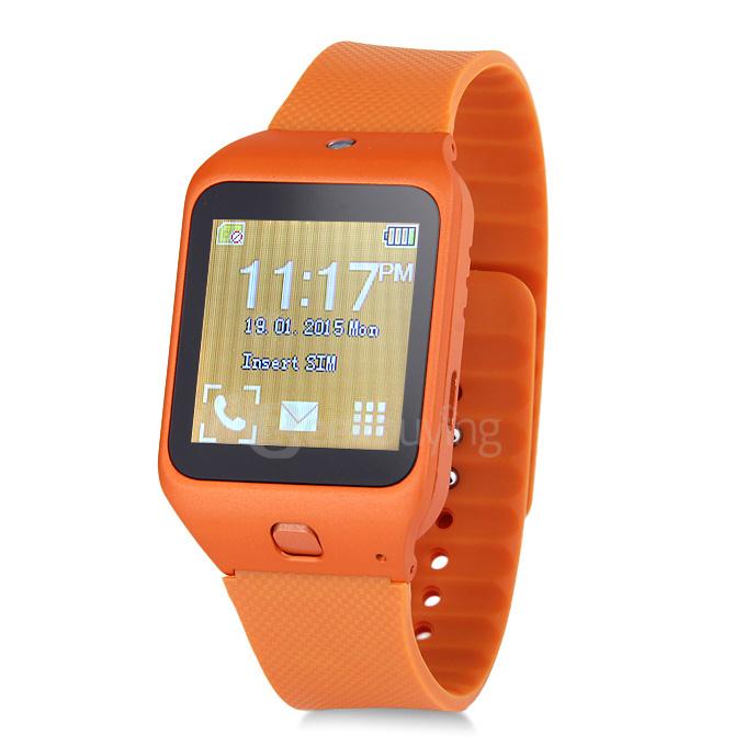 KEN XIN DA W3 1.44'' IPS LCD Capacitive 128x128 Bluetooth 3.0 Smart Watch Phone SC6531 0.32GHz 32MB ROM 0.08MP - Orange