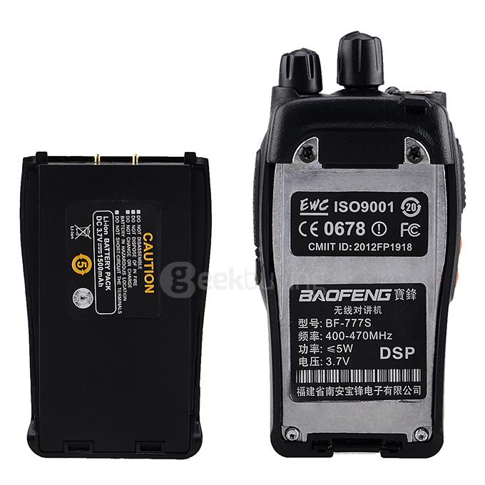 BAOFENG BF-777S 400~470MHz 2 Way Radio Walkie Talkie EU Plug 5W 16CH UHF Interphone Transceiver Handheld Intercom - Black