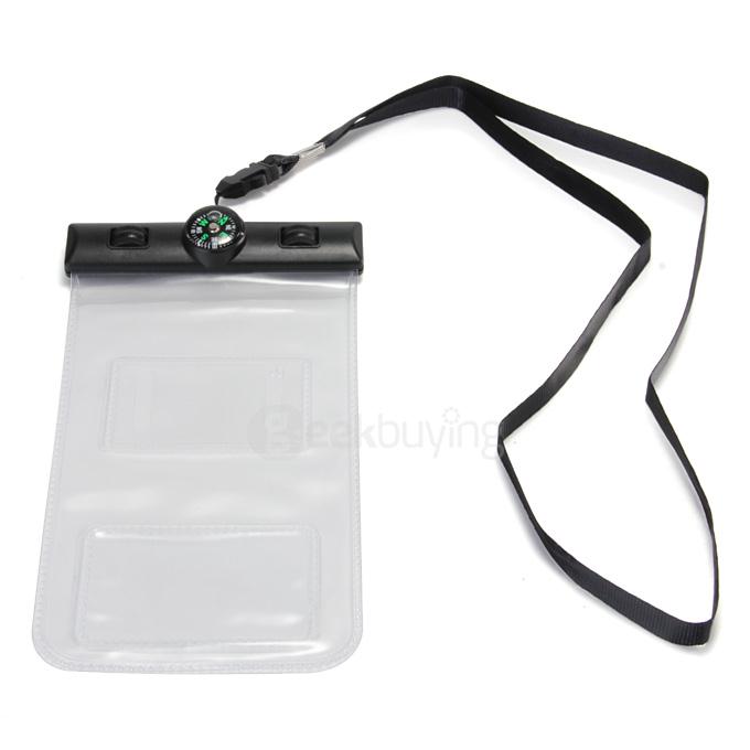 5.5In Waterproof Case Soft Pouch Protective Cover With Compass For iPhone6 Plus Universal Smartphones - Transparent