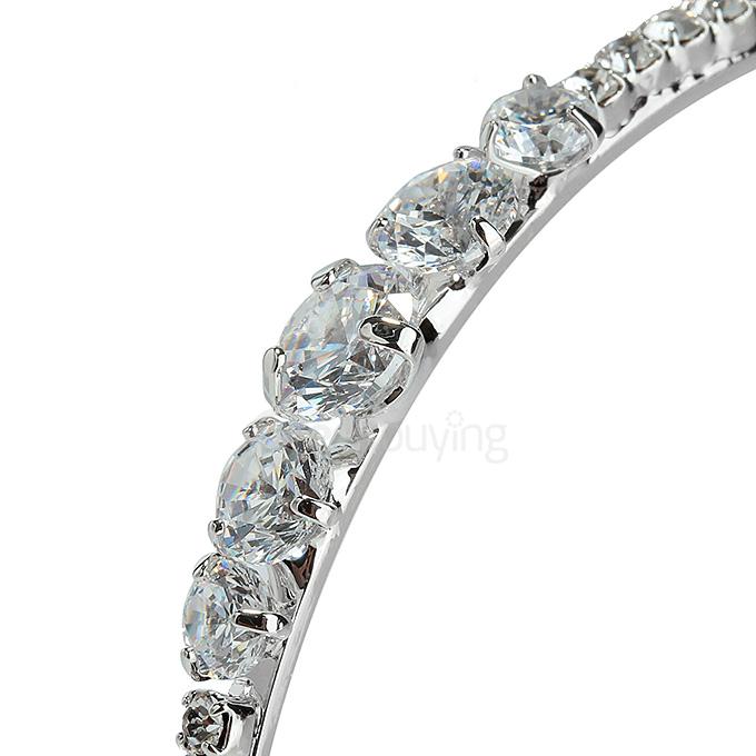 LBOS Fashion Women's Luxury Jewelry Beautiful Cubic Zirconia Open Mouth Bracelet - Silver