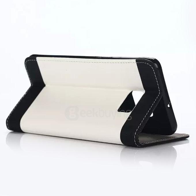 White Side Protective Leather Case With Holder/Card Slots/Wallet For Samsung Galaxy S6 Edge Plus - White