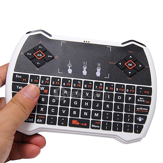 V6A 2.4GHz Mini Wireless QWERTY Touchpad Keyboard Air Mouse Handheld Remote Control For Laptop TV Box Tablet - White+Black