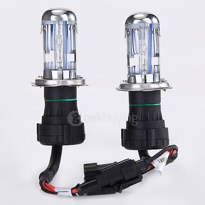 6000K Car H4-3 55W HID Xenon Headlight Light Lamp Bulb Replacement - Black + White ( One Pair )