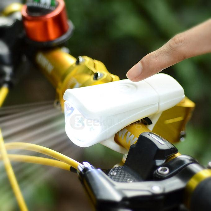 Waterproof Leadbike A50 USB Rechargeable 2-LED 2-Mode White Light Bike Headlight - White