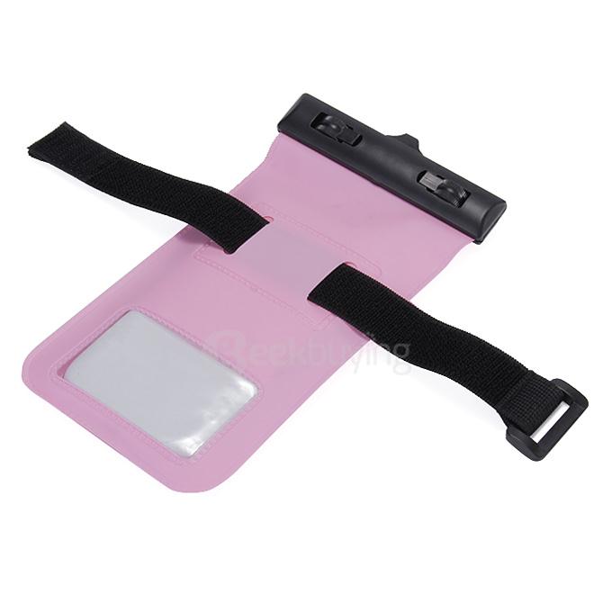 5.5In Waterproof Case Soft Pouch Protective Cover With Compass For iPhone6 Plus Universal Smartphones- Pink