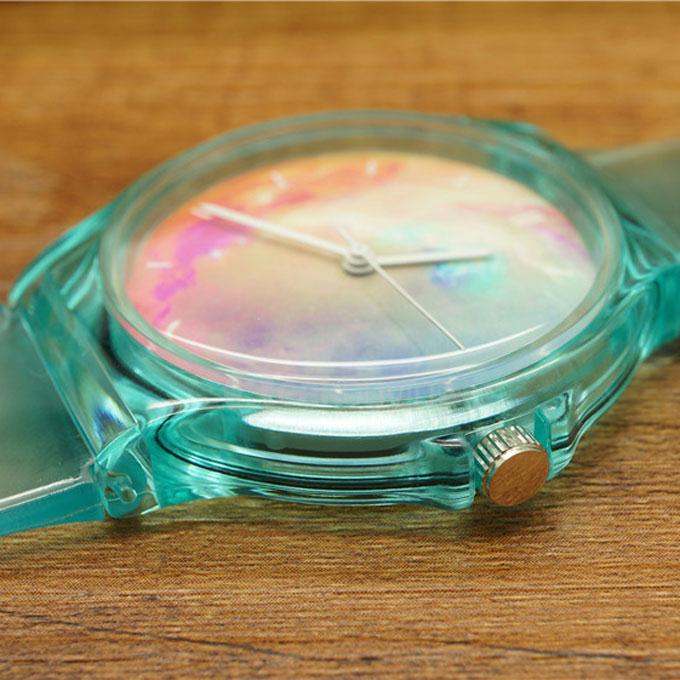 Willis 5771 Starry Sky Design 30M Waterproof Transparent Plastic Strap Crystal Jelly Novelty Student Watch - Green