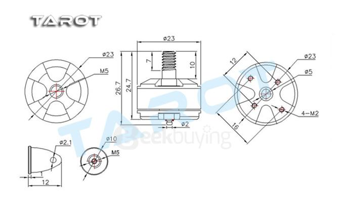Tarot MT1806 KV2280 Self-Locking Brushless Motor CW TL300H1