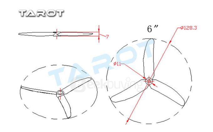 Tarot 6045 Propellers Carbon Fiber 3-Blade CW CCW For Mini Quadcopter 200 250 TL300E8
