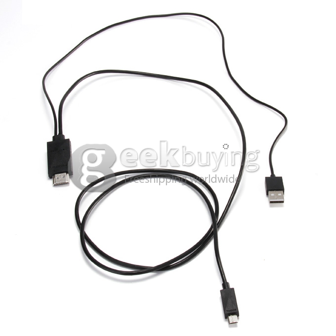 2M Micro USB MHL Male to HDMI Male Cable Works with All MHL Smartphone and Tablet PC - Black