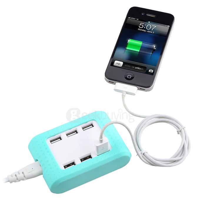 US Plug TYD-531 6-Port USB Charger for Android / iOS Devices - Green + White