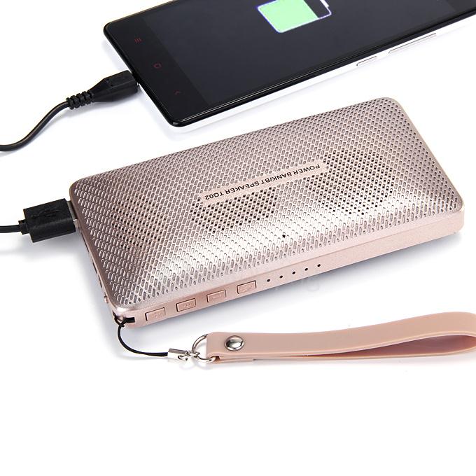 TG02 2800mA Power Bank Handsfree Stereo Wireless Bluetooth 3.0 Speaker TF FM Torchlight - Champagne