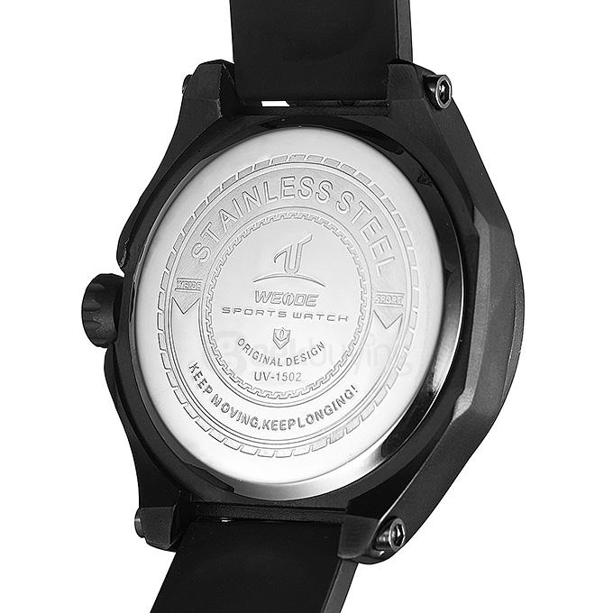 WEIDE UV1503 Trendy 3ATM Waterproof Electronic Men Quartz Sport Wristwatch PU Strap Alloy Shell 3 Time Zones - Black