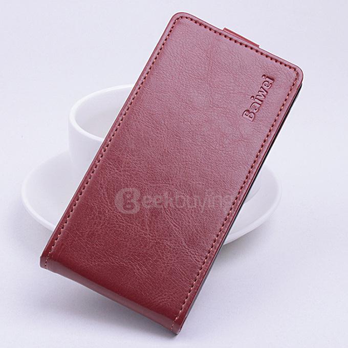Baiwei Protective Hard Cover Up&Down Flip Stand Leather Case for Cubot X15 Smartphone - Brown