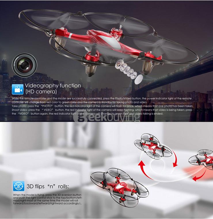 MJX X700C 0.3MP Cam 3D Roll 2.4G 6Axis Gryo RC Quadcopter RTF - Red
