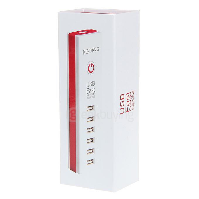 EGTONG 6-Port USB Fast Charger Fire-Resistant Smart Charger for iPhone / iPod / Tablet - EU Plug