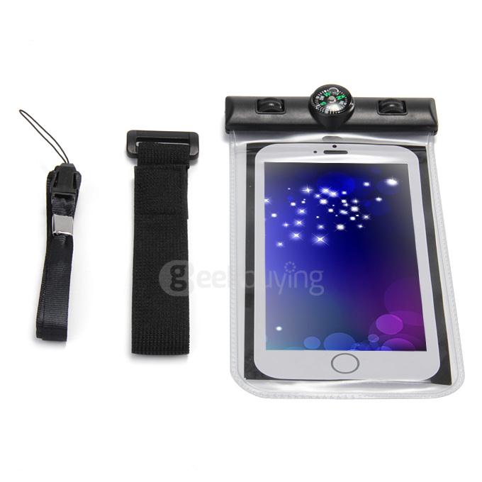 5.5In Waterproof Case Soft Pouch Protective Cover With Compass For iPhone6 Plus Universal Smartphones - Transparent