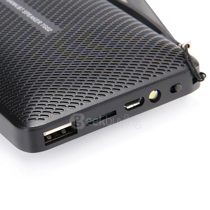 TG02 2800mA Power Bank Handsfree Stereo Wireless Bluetooth 3.0 Speaker TF FM Torchlight - Black