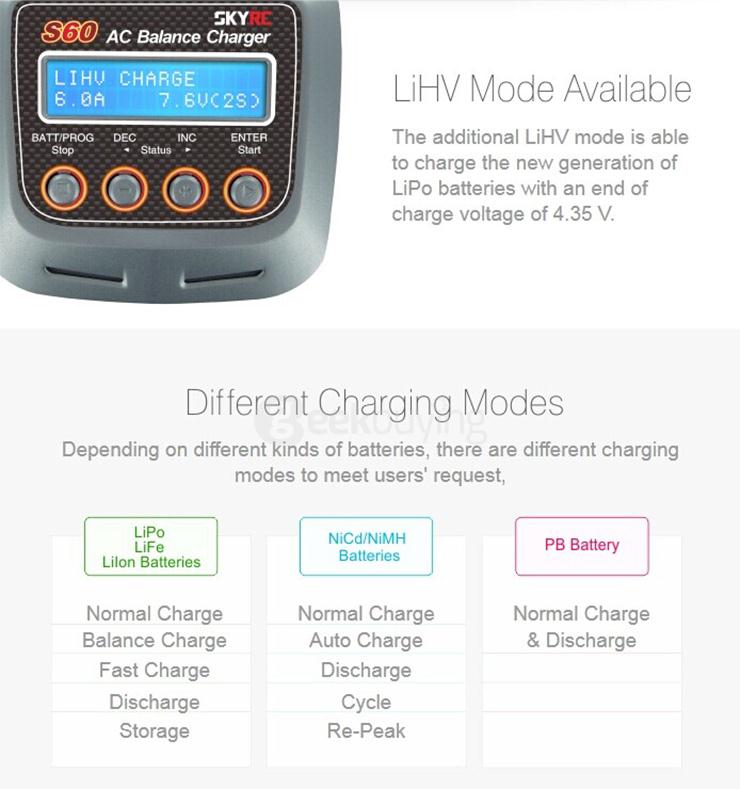 SKYRC S60 60W AC Battery Balance Charger Discharger