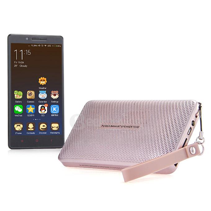 TG02 2800mA Power Bank Handsfree Stereo Wireless Bluetooth 3.0 Speaker TF FM Torchlight - Champagne