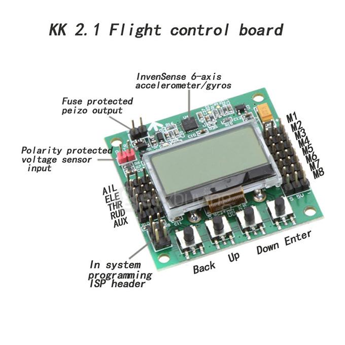KK2.1 Multirotor LCD Flight Controller Board 6050MPU 644PA Multirotor Update Version for FPV Multirotor Quadcopter