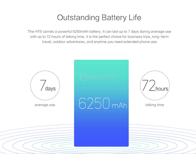 HOMTOM HT6 5.5inch 4G LTE 6250mAh Android 5.1 Smartphone 64-Bit MT6735 Quad Core 2GB 16GB 13.0MP IPS HD - Silver