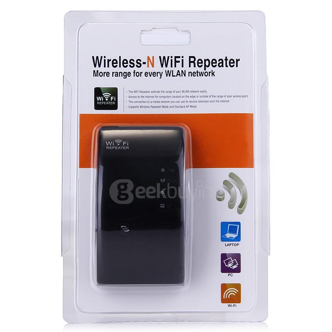 300Mbps Wireless-N WiFi 802.11n Repeater Router 2.4GHz WLAN Range Expander Extender Router with US Plug Adapter- Black