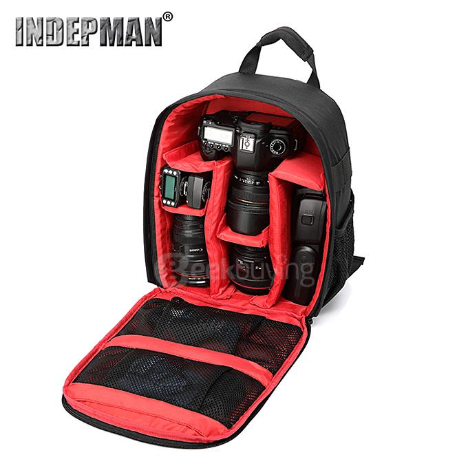 MA031 YKK zipper camera bag SLR camera bag Multifunctional backpack - Black + Red