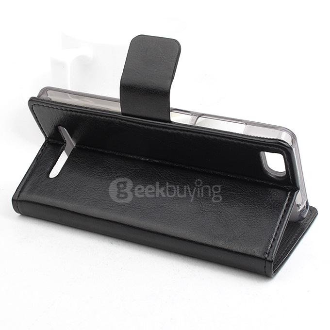 Protective Hard Cover Flip Stand Leather Case for Xiaomi M4i mi4i mi 4i 5.0inch Smartphone - Black