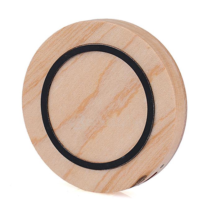 Itian Qi Wireless Charger Wooden Charging Pad for Samsung Google iPhone HTC - Round Shap