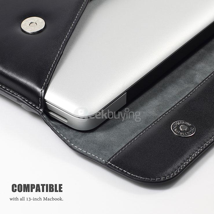 LENTION® Elegant Leather Sleeve Case for 11 Inch Macbook Air - Black