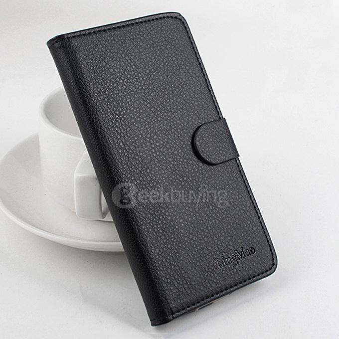LingMao Litchi Peel Texture Protective Hard Cover Flip Stand Leather Case Cover for DOOGEE Nova Y100X Smartphone - Black