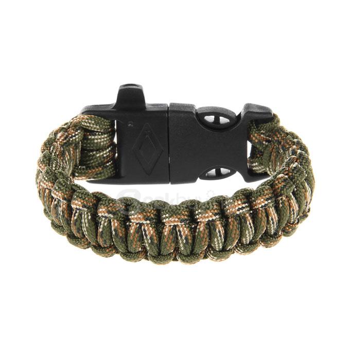 Outdoor Multi-purpose Survival Paracord Bracelet with Fire Starter and Safety Whistle - Camouflage