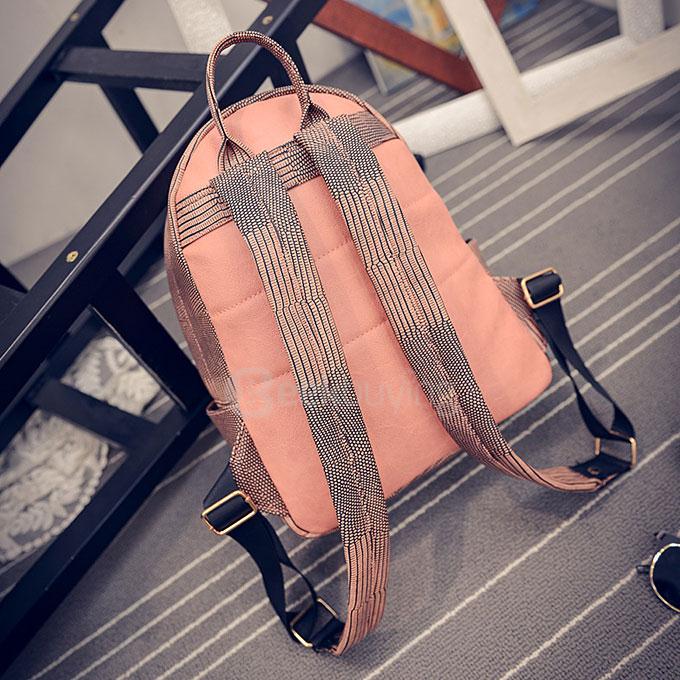 TL641 Lady Simple Rivet Shoulder Bag Leisure Travel Backpack - Pink