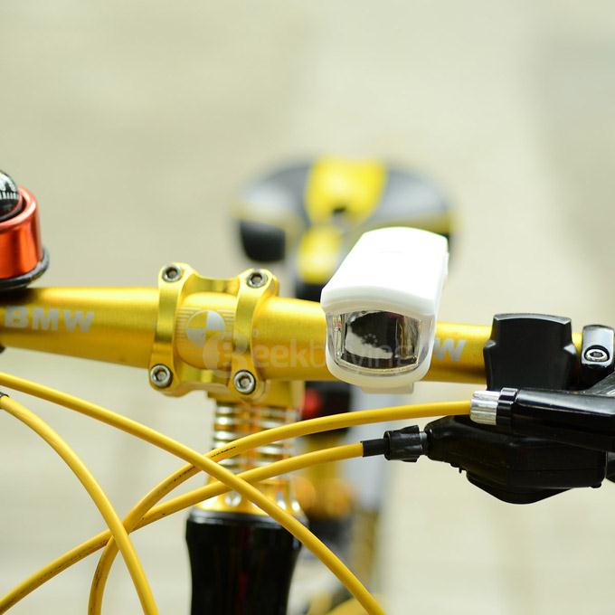 Waterproof Leadbike A50 USB Rechargeable 2-LED 2-Mode White Light Bike Headlight - White