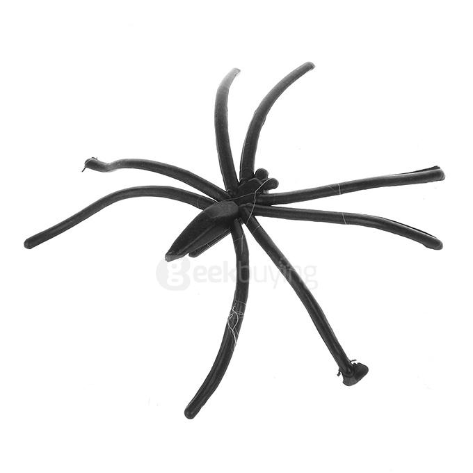 Stretchable Spiderwebs with Spiders for Halloween Decorations - White + Black