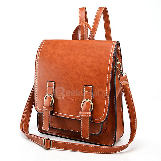 Taoleyu Retro Shoulder Bag Fashionable College Style Lady Bag Backpack - Cinnamon