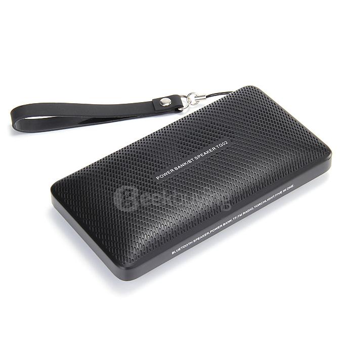 TG02 2800mA Power Bank Handsfree Stereo Wireless Bluetooth 3.0 Speaker TF FM Torchlight - Black