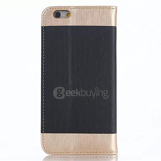New Style Luxury Golden Filamentous Pattern Wallet Leather Case Cover For Apple iPhone 6s 4.7 inch Phone - Black