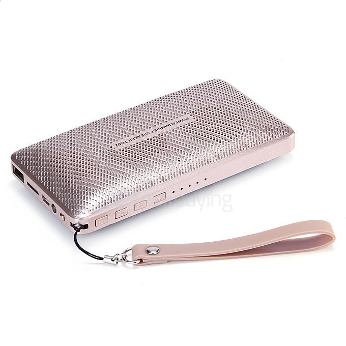 TG02 2800mA Power Bank Handsfree Stereo Wireless Bluetooth 3.0 Speaker TF FM Torchlight - Champagne