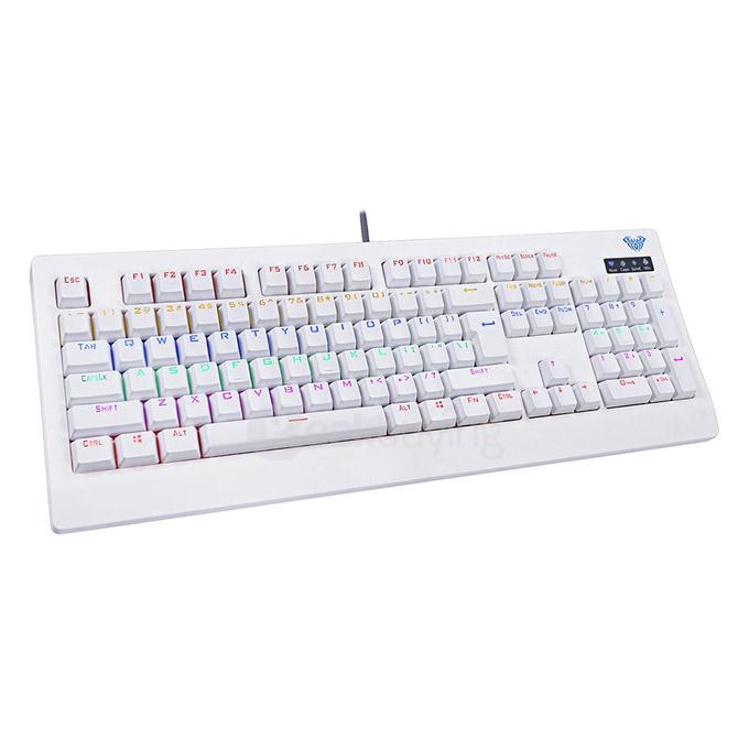 AULA Tarantula Ghosts Mechanical Laptop Computer Gaming Keyboard LOL Blue Switch 104 Keys 26keys Anti-ghost Blacklit USB Wired Keyboard - White