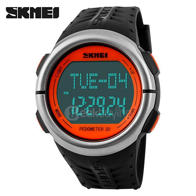 SKMEI 1058 Multifunction 50M Waterproof LED Digital Men Women Watch Heart Rate Monitor Pedometer Sport Watches Calorie Counter - Orange