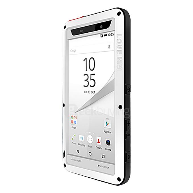 Lovemei Aluminum Powerful Shockproof Gorilla Glass Metal Case Protective Cover for SONY Xperia Z5/Premium/Compact -White
